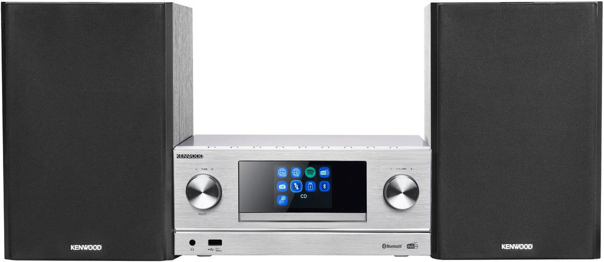 Kenwood M-9000S-S - Micro Sistema Hi-Fi con CD, Dab +, Radio por Internet, Spotify, FM, Bluetooth, USB y Gran Pantalla a Color TFT