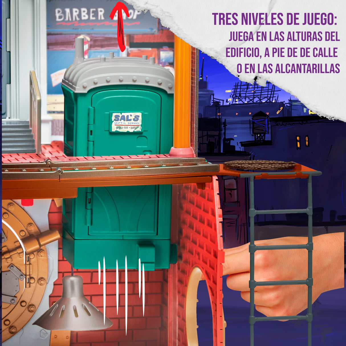 TORTUGAS NINJA Sewer Lair Playset, Juguete de la guarida en Las alcantarillas, Set como en la película, 20 características y 3 Niveles de Juego, 4 años, Famosa (TU802000)