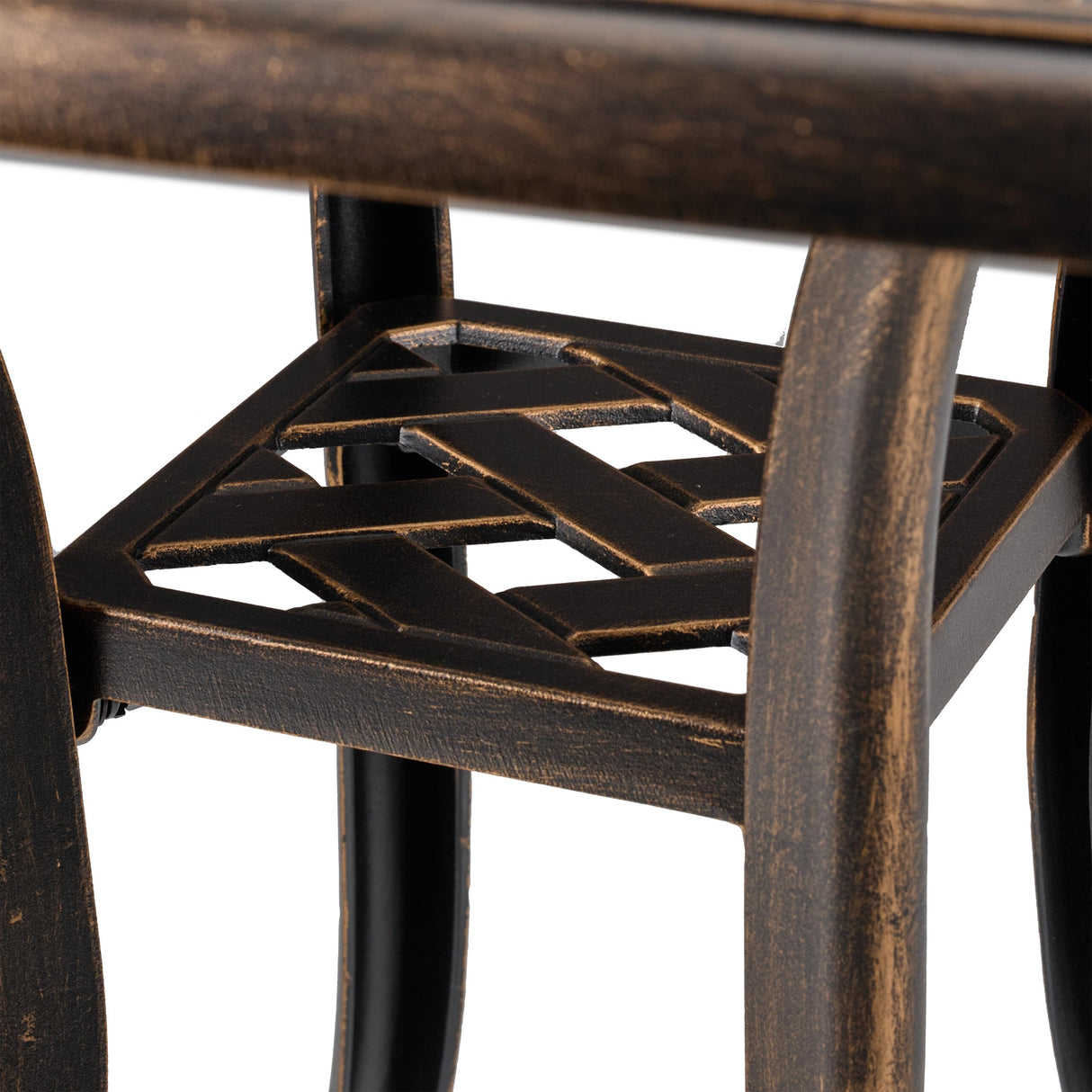 Relaxdays Mesa Jardín Exterior, Mesita Cuadrada Antigua, Resistente, Aluminio Fundido, 53 x 53,5 x 53,5 cm, Negro/Bronce, Plástico