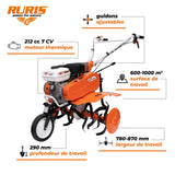 RURIS POWER FOR NATURE Motobinosa 7000 FR, 7 CH, 24 Fresas, Ancho de Trabajo 560-830 mm, manillares Ajustables +Tope + Lote contrapeso 10 kg