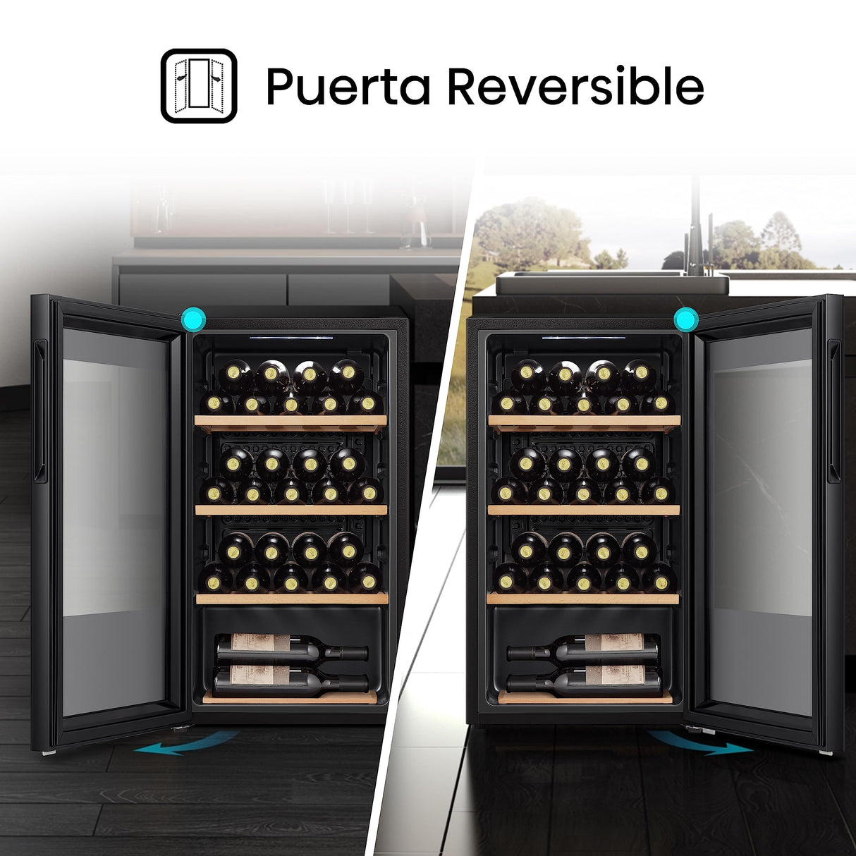 Hisense RW12D4NWG0 - Vinoteca 93 Litros G-Class 30 botellas, Puerta Reversible,Total No Frost [Clase de eficiencia energética G]