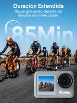 Cámara de Acción, Rollei Actioncam 9s Plus Cámara Deportiva 4K 60fps Estabilización Camara Subacuática Impermeable 40M con Sensor de 1/2,5 Pulgadas Pantalla Táctil con Accesorios para Deporte Buceo