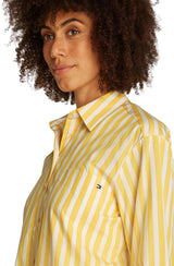 Tommy Hilfiger Camisa Mujer Poplin Easy Fit Oversized, Multicolor (STP Citronella), 38
