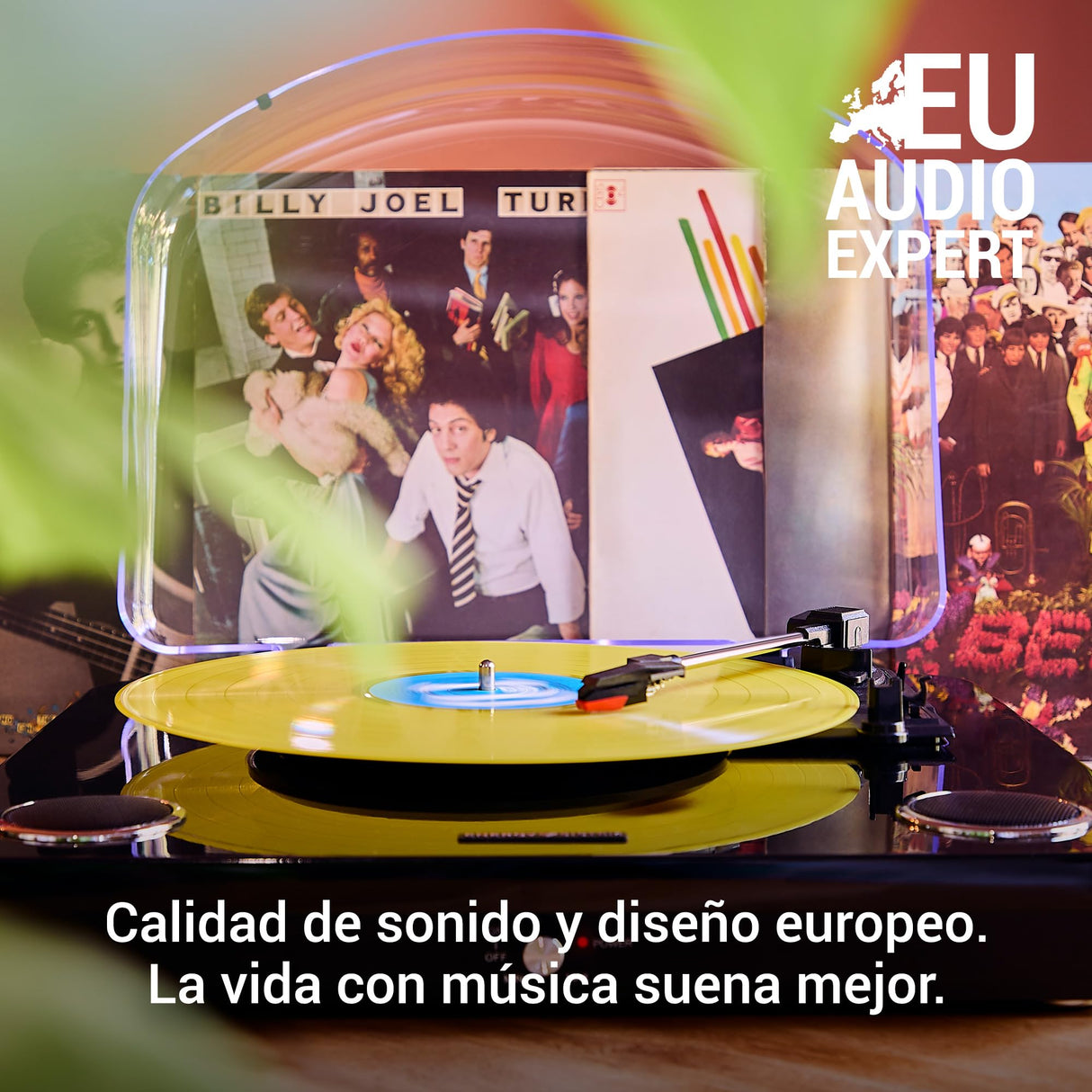 Energy Sistem Blackspin – Tocadiscos (10W, vinilos, RCA, Puerto USB, Bluetooth, Bluetooth out)