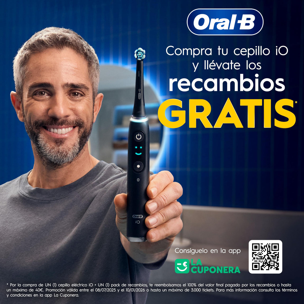 Oral-B iO 6N Cepillo de Dientes Eléctrico con Mango Recargable, 2 Cabezales y Estuche de Viaje, Diseñado por Braun - Gris