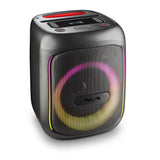 NGS Wild Swag Go - Altavoz Portátil, Compatible con la Tecnología Bluetooth 5.0, True Wireless Stereo, Luces y Pantalla LED, Entrada USB, Audio TF y Auxiliar, 24 x 23 x 30 cm, 80 W, Color Negro