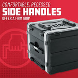 Gator Cases Rack ligero rodante 6U con pestillos resistentes, asa de remolque retráctil y ruedas empotradas; profundidad estándar 19.25', 6U (GRR-6L)