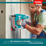 TOTAL - Clavadora a Batería 20V para Hormigón | 2 Clavos| Compatible ST18 | Cargador 65 Clavos | Modelo TCSTLI3805 | Herramienta Eléctrica con Maletín y Clavos Incluidos