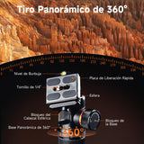 Rollei C6i Tripode Camara Nergo, 172cm Tripode Carbono Fotografia de Viaje Portátil con Cabezal Esférico de 360° Camera Tripod para Sony Canon Nikon Trípode Móvil con Soporte para Teléfono