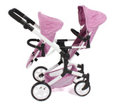 Bayer Chic 2000 - Cochecito para muñecas Linus Duo para niños de 4 a 8 años, Color Rosa Vaquero, 690-62