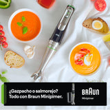 Braun Minipimer 7 MQ7087X - Batidora de Mano de 1000W, Minipicadora de 350ml, Pasapuré, Varillas, Procesador de Alimentos con 3 Funciones, Vaso de 600ml, Velocidad Automática, Tecnología ActiveBlade