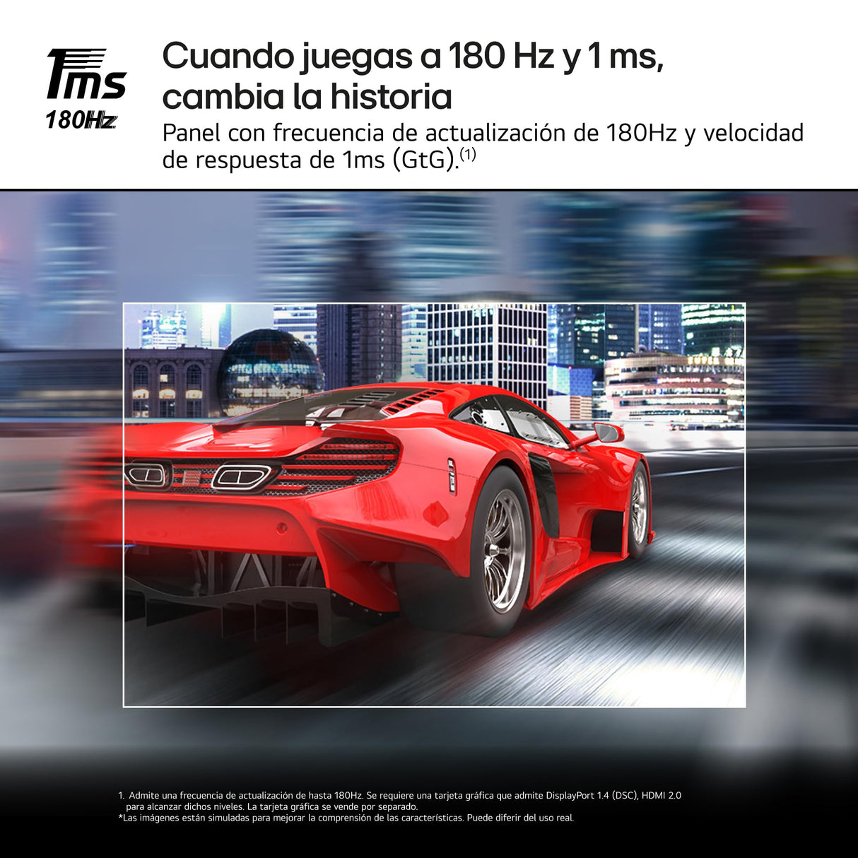 LG 24GS65F-B - Monitor Ultragear, 24", Pantalla IPS, (1920x1080), 16:9, 180 Hz, 1ms Black Stabilizer, G-Sync Compatible y FreeSync, Negro