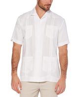 Cubavera - Camisa Guayabera de Manga Corta con Cuatro Bolsillos para Hombre, 100% Lino (Talla S-5x), Blanco Brillante, XL (Grandes) (Alto)