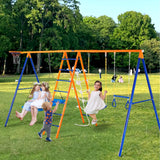 VEVOR 6 en 1 Juego de Columpios para Patio Trasero con 2 Columpios, Barra Trapecio, Escalera de Escalada, Red de Escalada y Aro de Baloncesto Capacidad de Carga 200KG para Niños a Partir de 3 Años