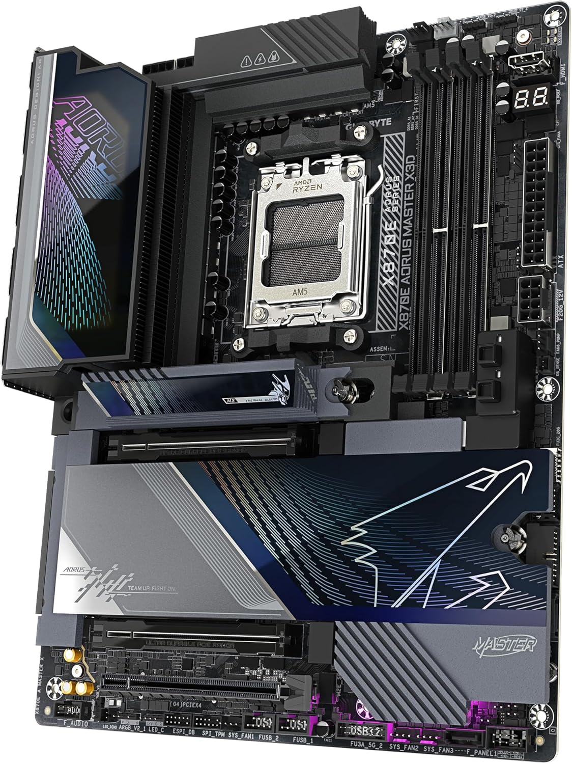 GIGABYTE X870E AORUS Master X3D Motherboard - Supports AMD Ryzen 9000 Processors, 18+2+2 Phase Digital VRM, up to 9000MHz DDR5 (O.C.), 2xPCIe 5.0 + 3xPCIe 4.0, Wi-Fi 7, 10GbE LAN, USB 4