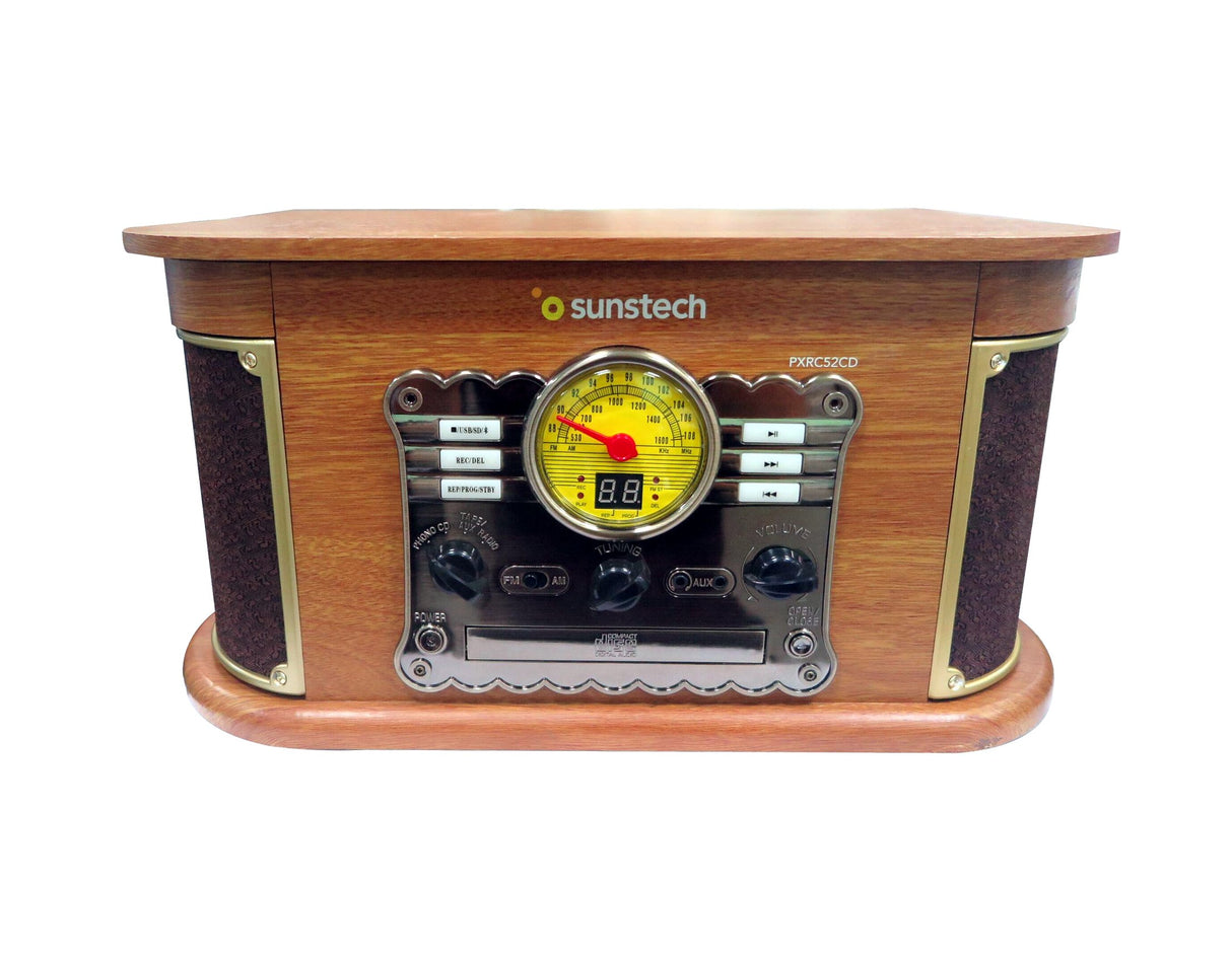 Sunstech PXRC52CDWD - Giradiscos de madera, color madera