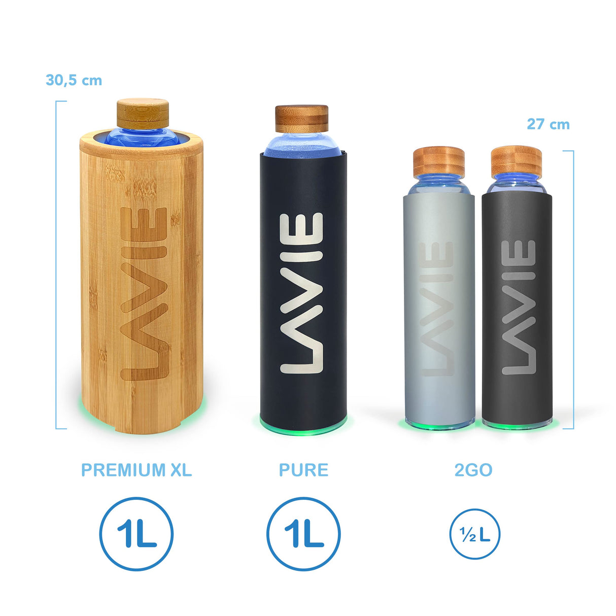 LaVie PURE es un Innovador Purificador de Agua con luz UVA que funciona Sin Consumibles. Transforme su Agua del Grifo en Agua Pura y Deliciosa en 15 minutos. Capacidad 1 L