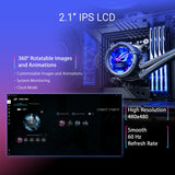 ASUS ROG Strix LC III ARGB LCD All-in-One - Refrigeración por agua (pantalla LCD IPS de 2,1 pulgadas, bomba Aseteks Gen7 v2, 3 ventiladores ROG ARGB, 2200 RPM, 3,92 mm H2O, 70,38 CFM, tecnología 0 dB,