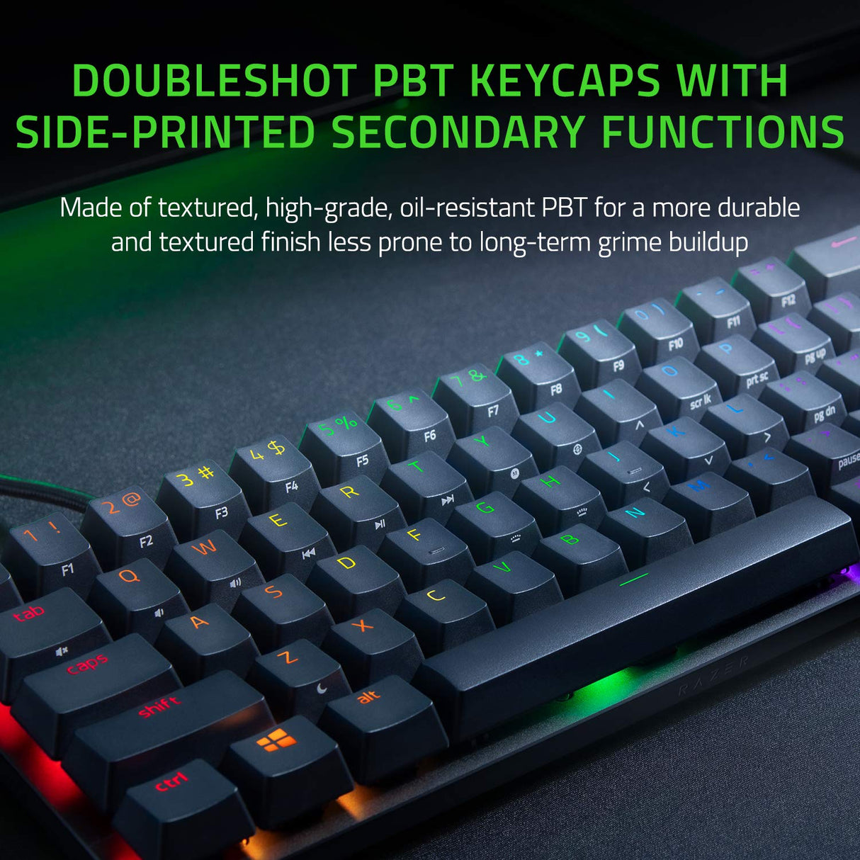 Razer Huntsman Mini (Purple Switch) - Teclado Gaming, compacto para juegos del 60% con interruptores opto-mecánicos (tapas de teclas PBT, cable USB-C desmontable) Teclado Español - Negro
