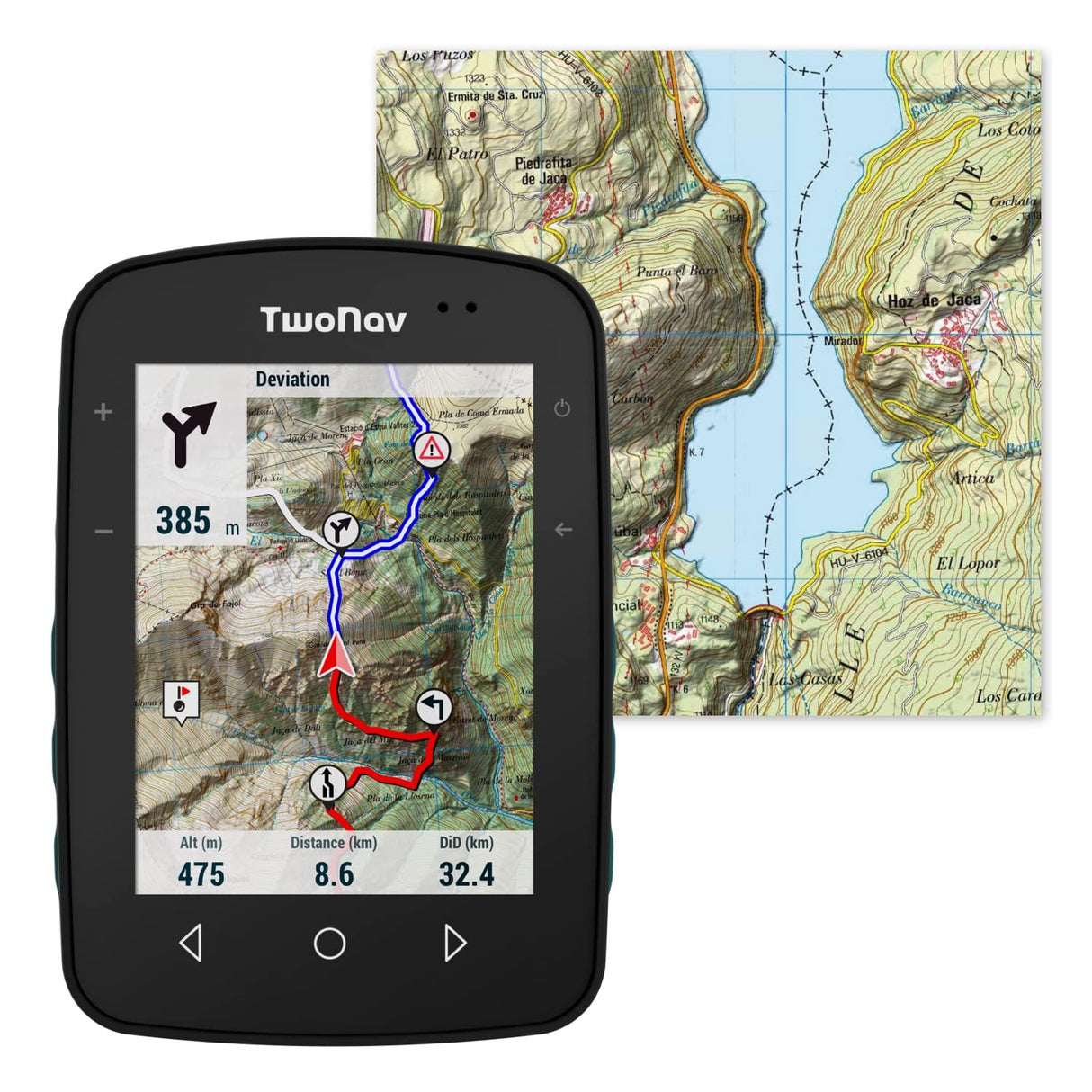 TwoNav Terra + Mapa España Topo Completo, GPS con Pantalla Amplia 3.7 Pulgadas para montaña, Senderismo, MTB, Bicicleta con mapas incluidos. Color Turquesa