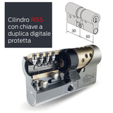 CISA - Cilindro Europeo de Seguridad RS5 10R3M11701200C5 - Cilindro con 5 filas de pernos radiales - 5 llaves de duplicación digital protegida - Dimensiones 50/30
