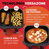 Freidora de aire Instant Pot Versazone Dual – Negra, gran capacidad (8,5 L), ideal para familias – Cesta doble con separador, 8 funciones en 1: deshidratar, grill, hornear, asar, recalentar