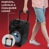 PYLE Altavoz Bluetooth, PA, 400V, Portatil, Recargable, Exteriores, Subwoofer de 8”, Tweeter de 1”, Función de grabación, Micrófono, Luces de Fiesta, Radio USB/SD, Mando a Distancia