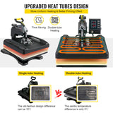 VEVOR Prensa de Calor 8 en 1 Placa 38 x 38 cm Máquina de Prensa de Calor Negra 1000 W Giratoria de 360 Grados Pantalla Digital Prensa de Transferencia para Camiseta Taza Sombrero Tapa