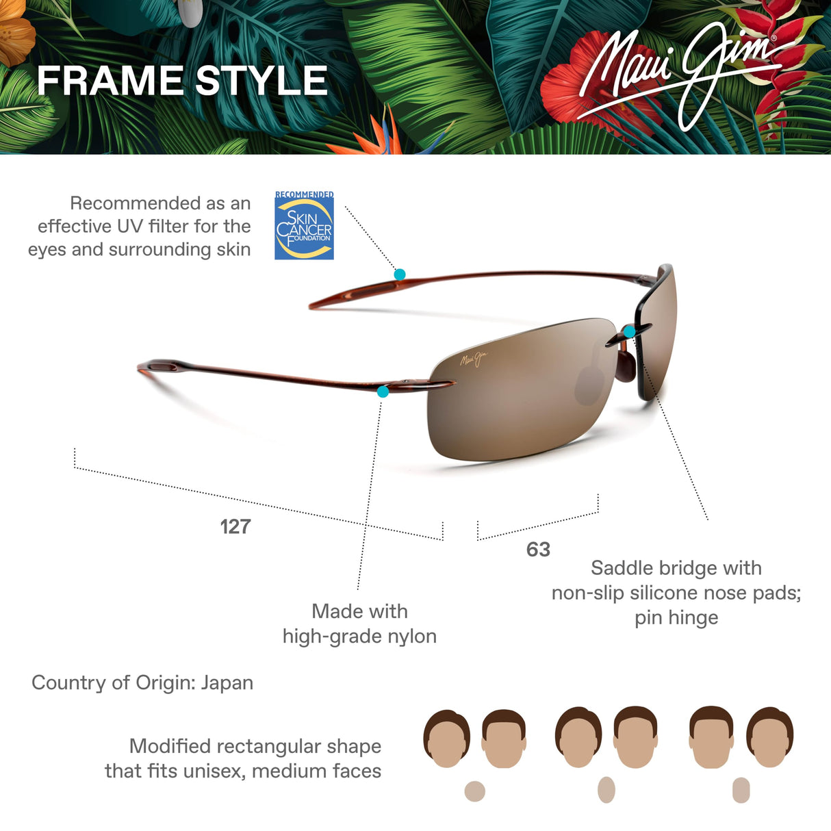 Maui Jim GAFAS DE SOL BREAKWALL Rootbeer 63/13/127 UNISEX ADULTOS