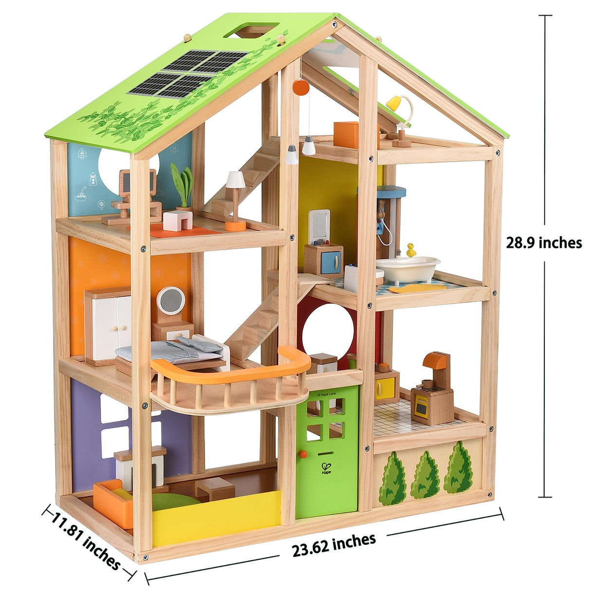 Hape Casa Madera con Muebles para Niños y Niñas| Casa de Muñecas de Juguete Galardonada de 3 Pisos con Muebles, Accesorios, Escaleras Móviles y con Temática de Las Estaciones del Año