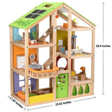 Hape Casa Madera con Muebles para Niños y Niñas| Casa de Muñecas de Juguete Galardonada de 3 Pisos con Muebles, Accesorios, Escaleras Móviles y con Temática de Las Estaciones del Año