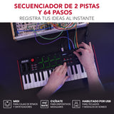 Akai Professional MPK Mini Plus - Teclado Controlador MIDI USB de 37 Mini Teclas con 8 Pads MPC, Secuenciador, MIDI/CV/Gate I/O, Software de Producción y Native Instruments Sound Package