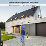 Tenda 2K Kit de Camara Vigilancia WiFi Exterior/Interior sin Cables - 8X 3MP Cámara Seguridad IP de Visión Nocturna en Color con Grabador 8CH 1TB HDD NVR CCTV, Audio Bidireccional, K8W-3TC-1T