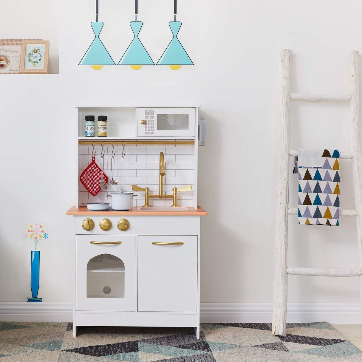 Cocina de juguete de madera blanca Teamson Kids para niños/as TD-12681A