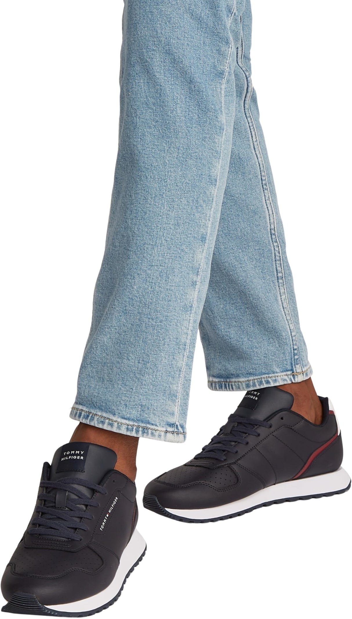 Tommy Hilfiger Runner Sneaker Hombre Runner Eva Mix Flag de piel, Azul (Desert Sky), 40