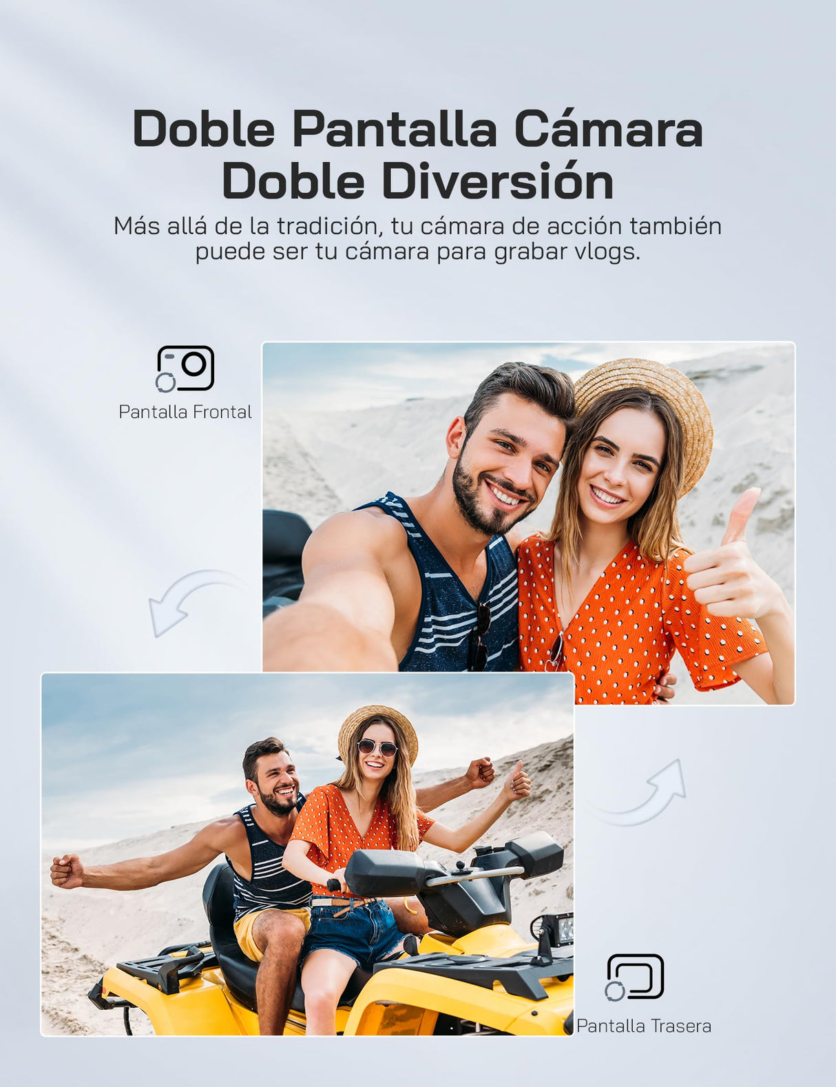 WOLFANG GA420 Cámara Deportiva Doble Pantalla 4K 60FPS 24MP, 10M Cuerpo/40M Impermeable, WiFi Webcam Videocámara Subacuática, Micrófono Dual, Control Remoto, EIS, 2x1350mAh Baterías,Accesorios