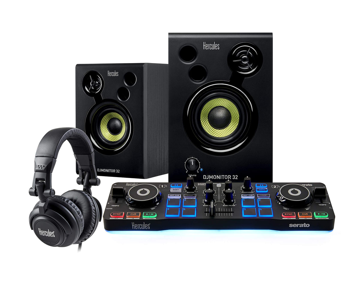 Hercules DJStarter Kit - Kit completo para empezar en el DJing con Serato DJ Lite, incluye DJControl Starlight, HDP DJ45 y DJMonitor 32, para PC y MAC