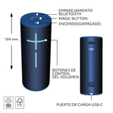 Ultimate Ears Boom 4, Altavoz Bluetooth portátil Resistente al Agua con Sonido de 360 Grados, inmersivo, nítido, Altavoz Flotante con 15 h de batería y Radio de acción de 45 m - Azul