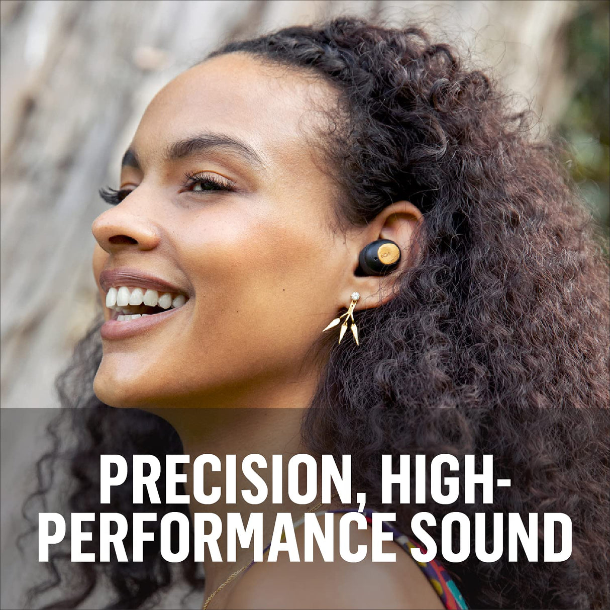 Marley House of Champion True - Auriculares compactos con Bluetooth 5.0 (hasta 28 Horas de Tiempo de Juego, Incluye cómodos geles para los oídos, diseño de bambú ecológico) Color Negro