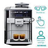 Siemens Cafetera totalmente automática EQ6 Plus S700, pantalla a color transparente, prepara dos tazas al mismo tiempo, limpieza automática del sistema de leche, diseño de acero inoxidable, TE657313RW