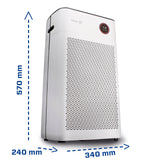 Clean Air Optima CA-509Pro SMART Purificador de aire inteligente HEPA UV-C - Ventilador muy silencioso < 10 dB(A) - 400 m³ de aire sin partículas por hora - Adecuado para habitaciones de hasta 90