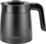 ZWILLING ENFINIGY Cafetera de filtro con jarra térmica de 1,25l, Cafetera con calentador, para 10 tazas, Función blooming, Acero inoxidable, Negro