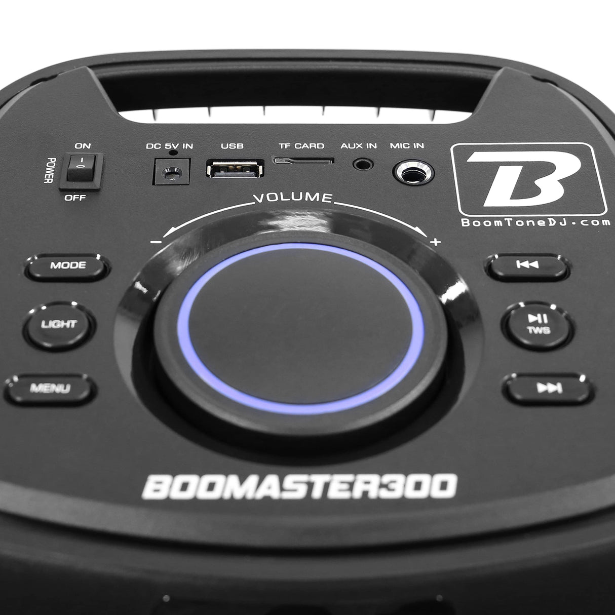 BoomTone DJ Boomaster 300 Altavoz Bluetooth luminoso LED portátil potente 250W, Altavoz Karaoke, Bluetooth inalámbrico, TWS, Recargable USB, sintonizador, lector USB/tarjeta SD.