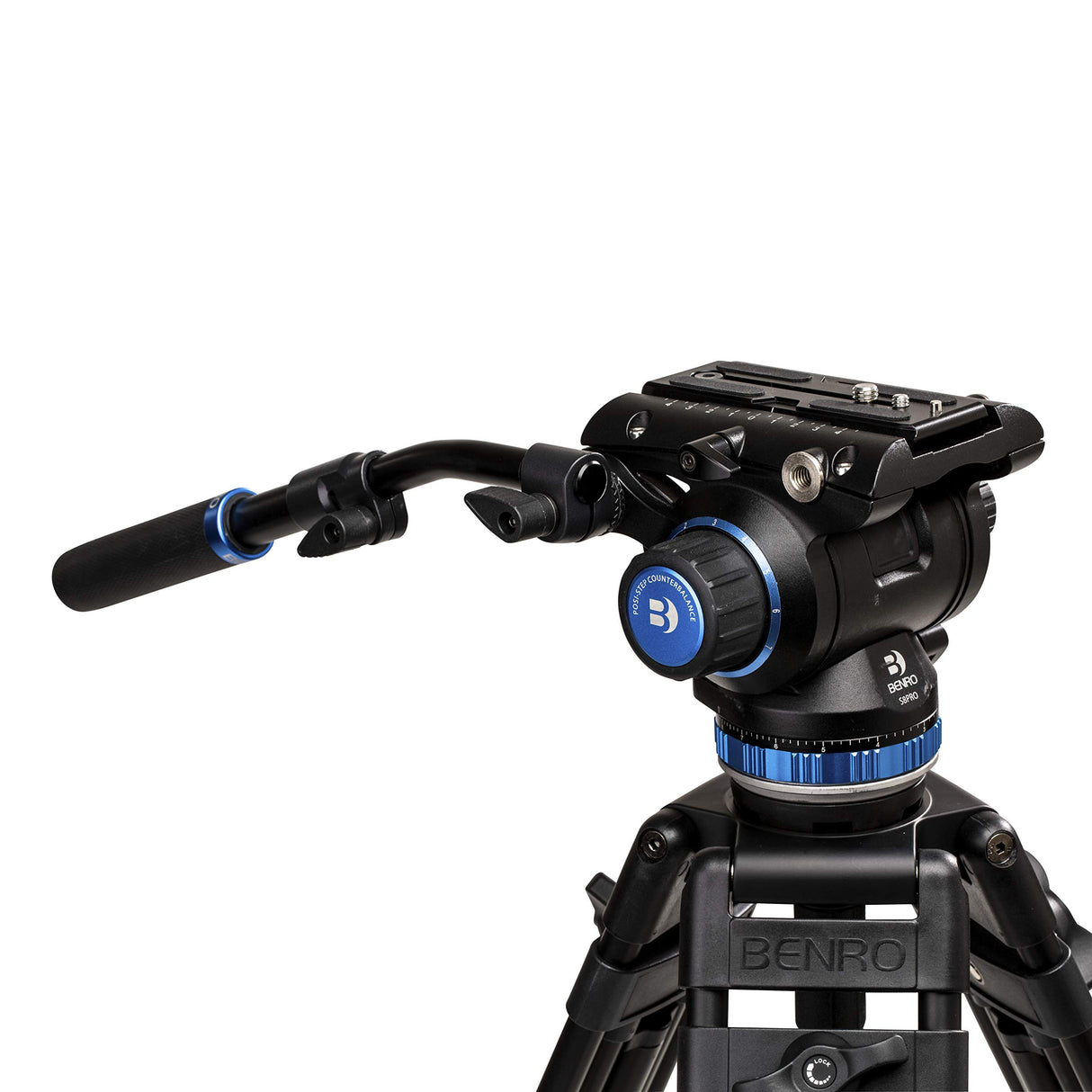 Benro S8 Pro Cabezal de Video líquido de Base Plana, 8 kg máx. de contrapeso de 8 Pasos (0-7), 3/8"-16 Soportes de Accesorios, 3/8"-16 Montaje de Cabeza, con Brazo Plano (S8PRO)