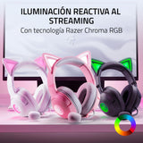 Razer Kraken Kitty V2 - Auriculares RGB con Cable y Kitty Ears para Juegos y Streaming (325 g, transductores Triforce de 40 mm, micrófono cardioide HyperClear, Sonido Envolvente) Blanco