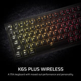 Corsair K65 Plus Wireless 75% RGB Teclado mecánico para Juegos Intercambiable en Caliente – Conmutadores táctiles pre-lubricados MLX Fusion – Dos Capas de amortiguación de Ruido – Teclas PBT –