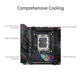 Asus ROG Strix B760-I Gaming - Placa Base Mini-ITX Intel B760 LGA 1700, VRM de 8+1 Fases, DDR5, PCIe 5.0, Dos PCIe 4.0 M.2, WiFi 6E, Ethernet 2.5G, USB 3.2 Gen 2x2 Type-C, AEMP II, RGB