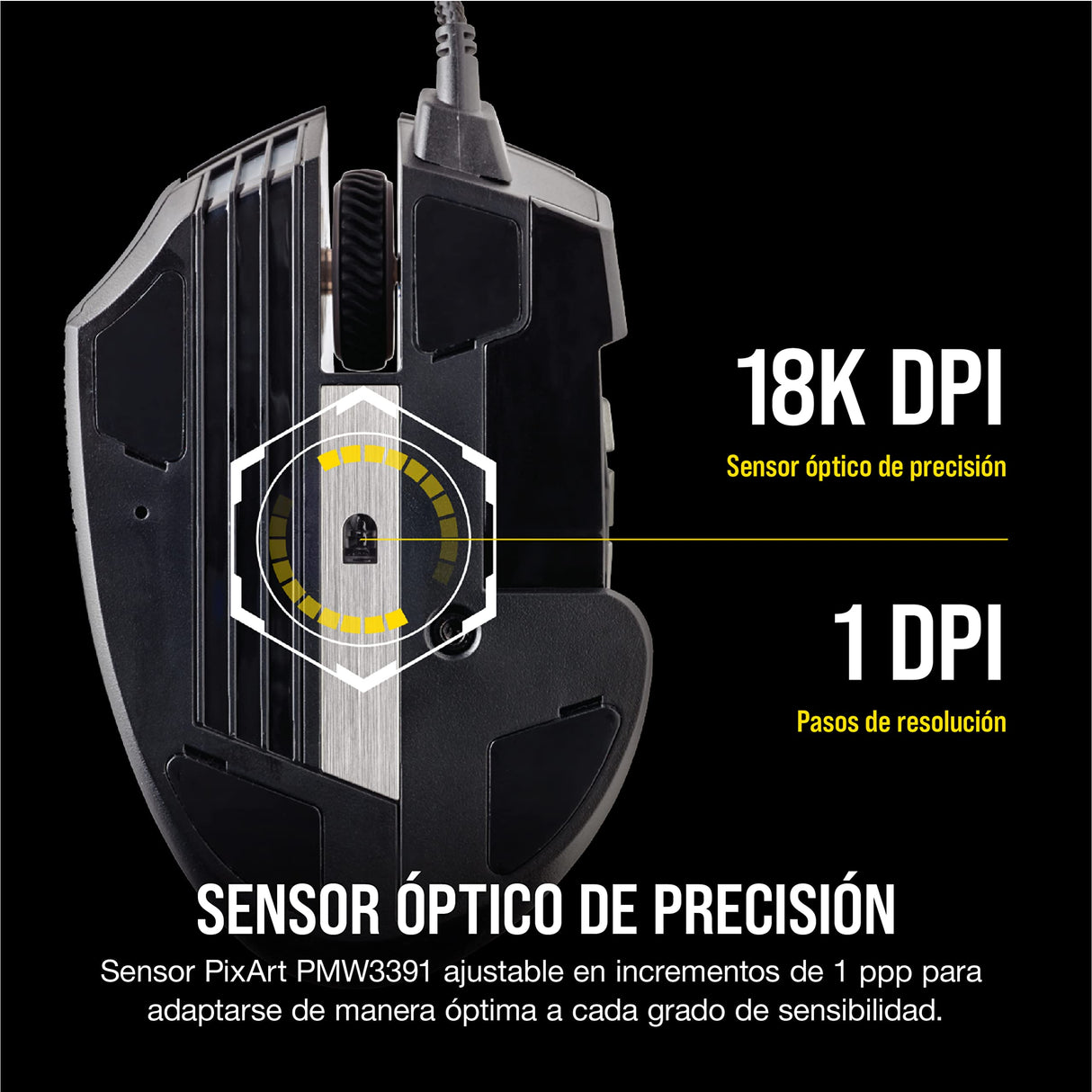 Corsair SCIMITAR RGB ELITE Ratón con Cable para Juegos MOBA/MMO - 18.000 PPP - 17 Botones Programables - Compatible con iCUE - PC, Mac, PS5, PS4, Xbox - Negro