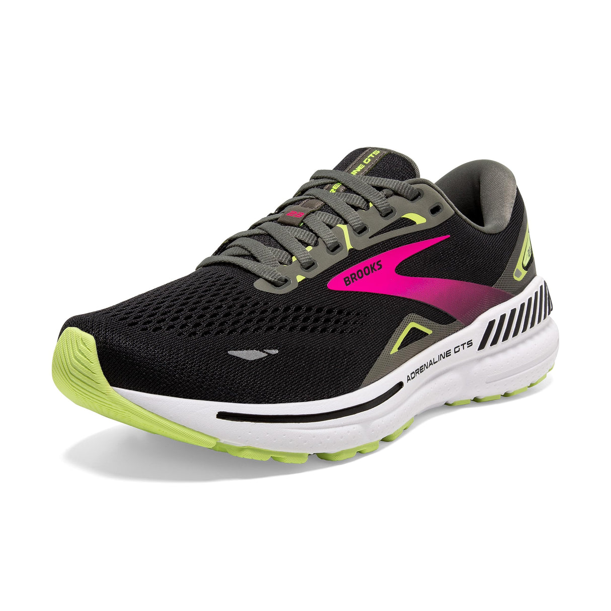 Brooks Adrenaline Gts 23, Sneaker Mujer, Negro Black Gunmetal Sharp Green 1d0, 35.5 EU
