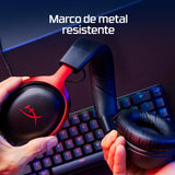 HyperX Cloud III - Auriculares Gaming con Cable, PC, PS5, Xbox, Drivers 53 mm, DTS, Marco Resistente, micrófono 10mm, USB-C, USB-A, Blanco-Rosa